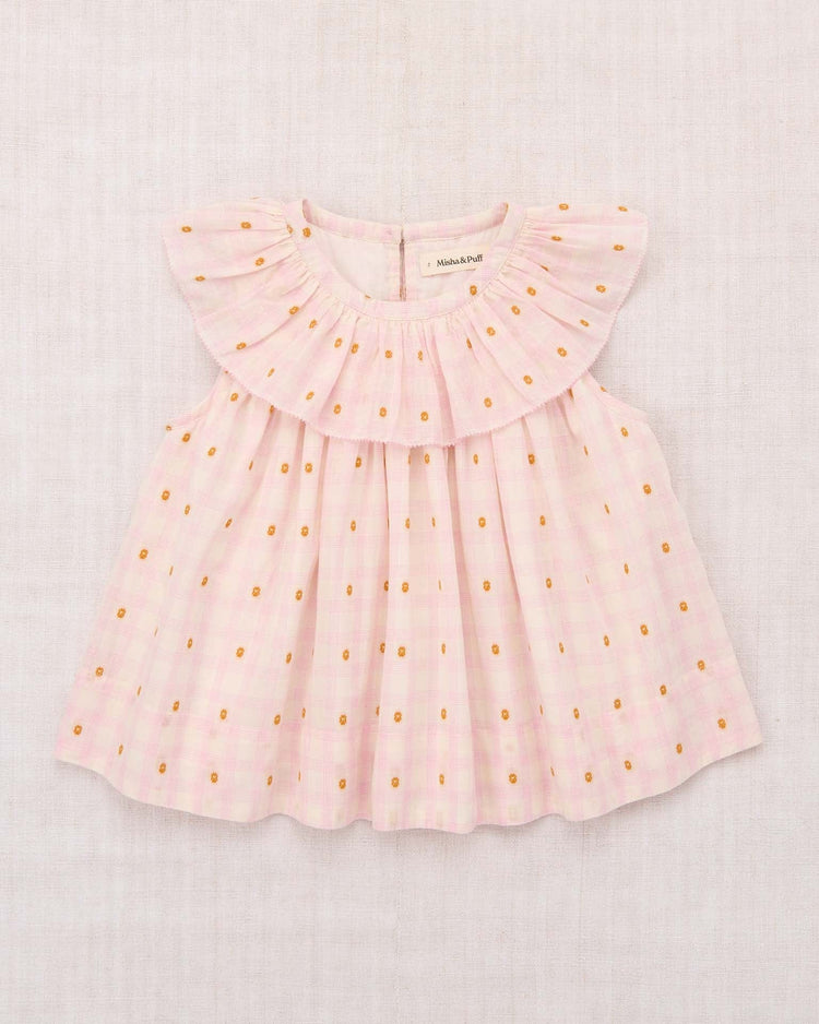 misha + puff tallulah top in azalea blossom plaid kids Little