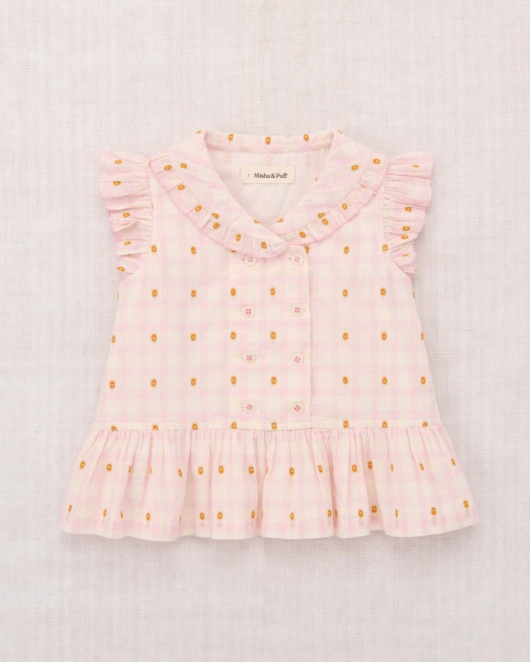 misha + puff voyage shirt in azalea blossom plaid kids Little