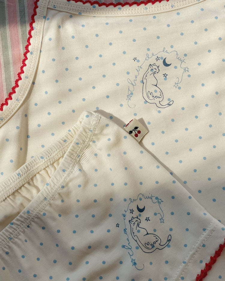 konges sløjd mimmi modal camis in blue kitty dot + tramonto kids Little