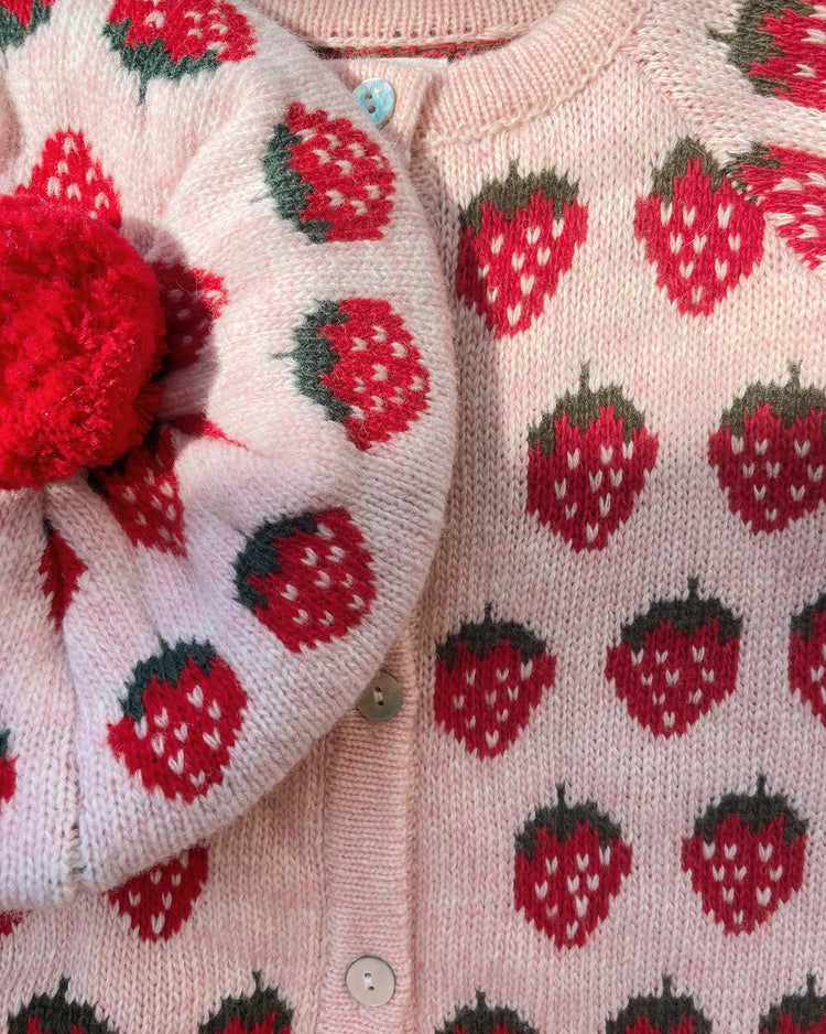 konges sløjd belou knit cardigan in strawberry kids Little