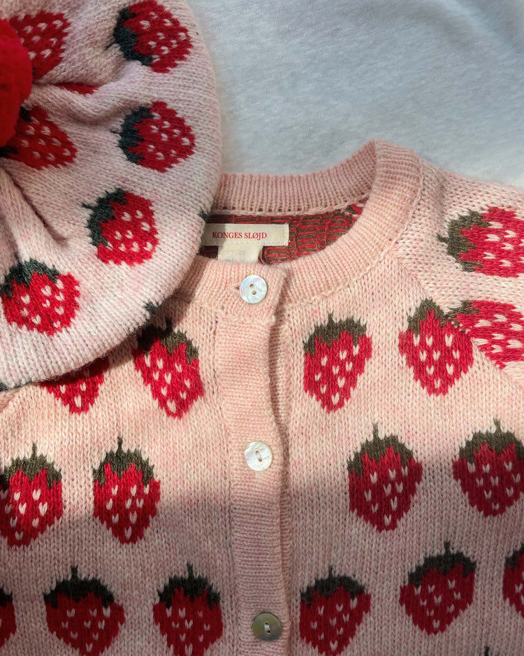 konges sløjd belou knit cardigan in strawberry kids Little