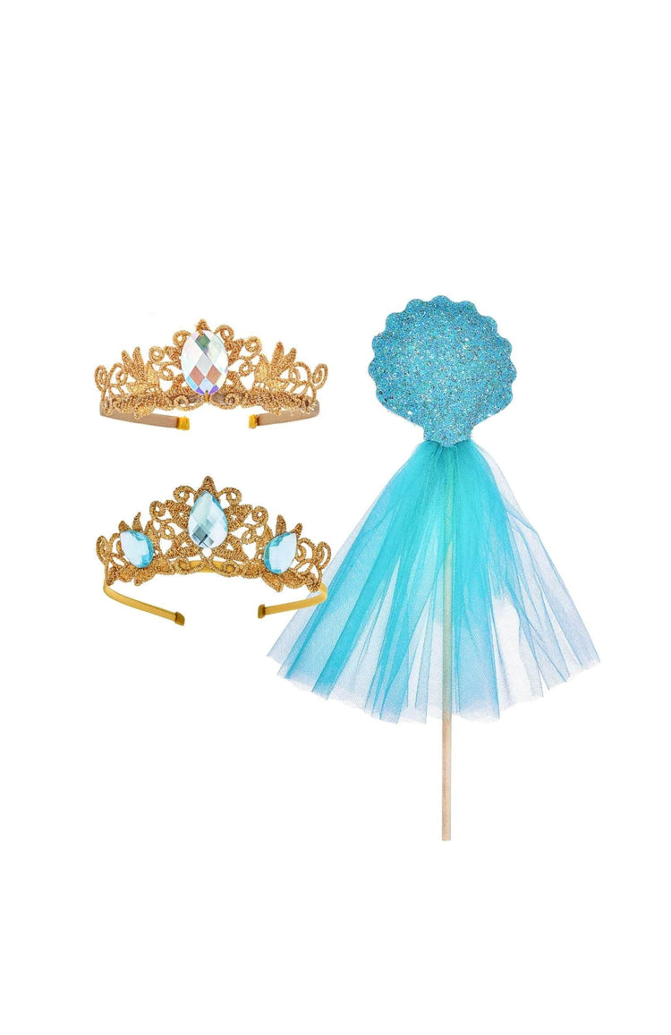 Little Bailey and Ava Mermaid Gift Set in Gold + Blue