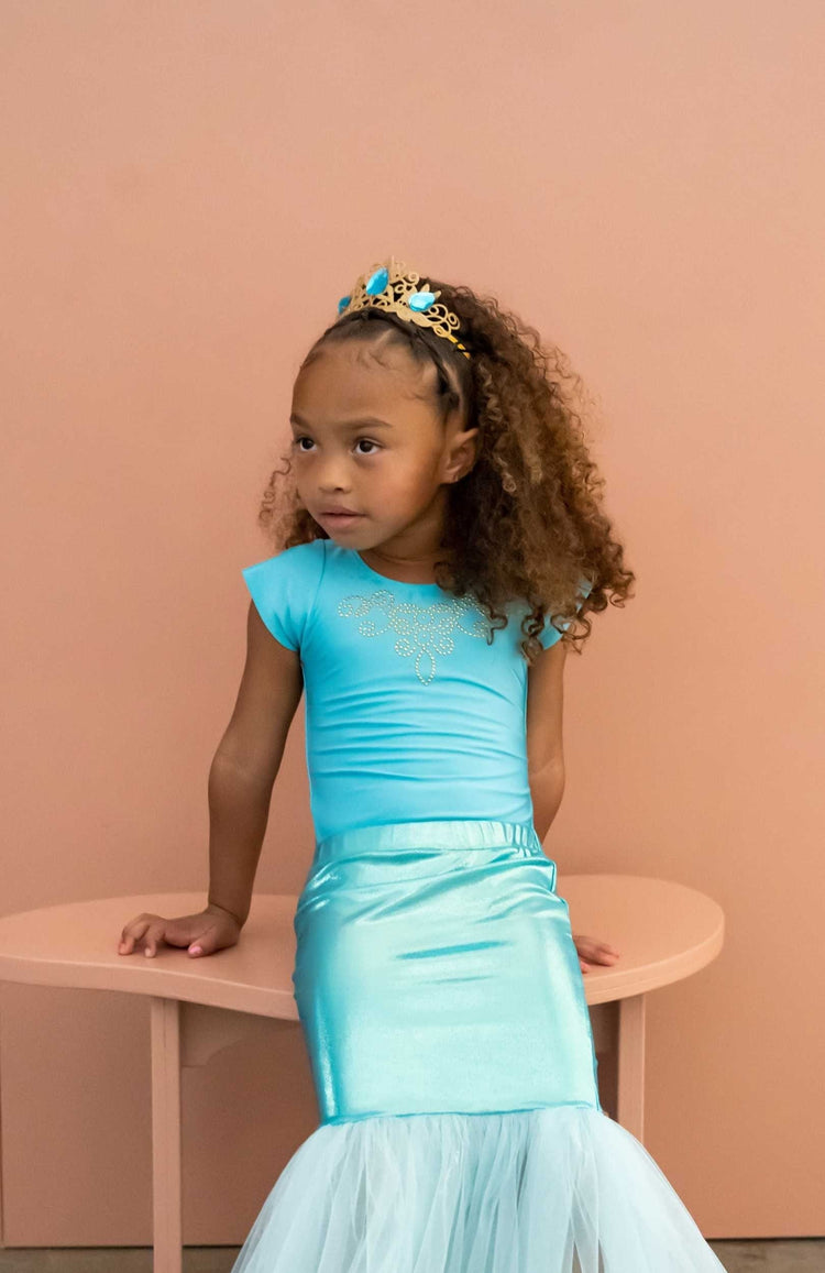 Little Bailey and Ava Mermaid Gift Set in Gold + Blue