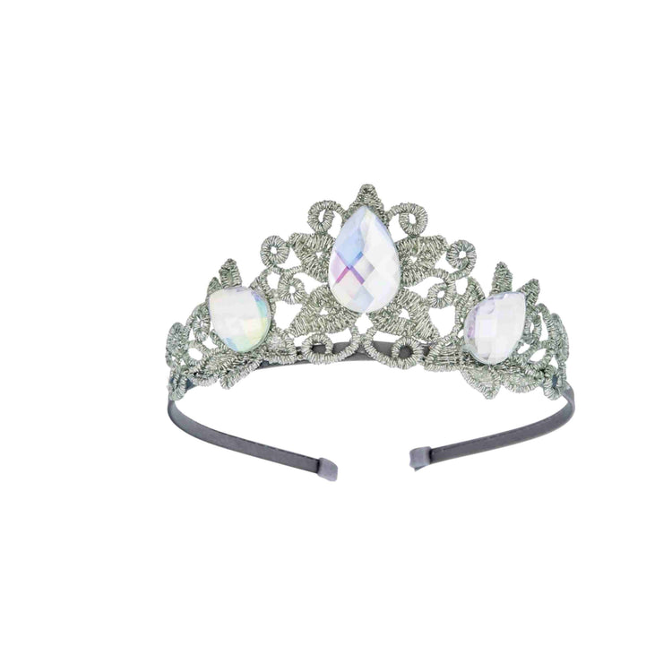 Little Bailey and Ava Raven Princess Crown and Wand Set in Silver + Ivory