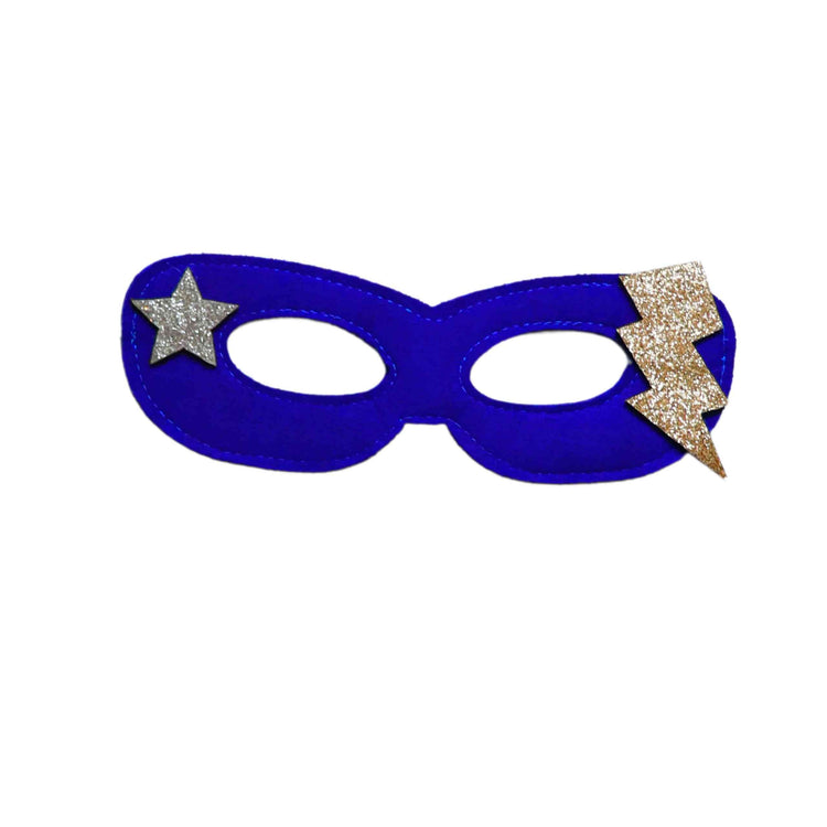 Little Bailey and Ava Superhero Mask & Cuff Set in Blue + Silver