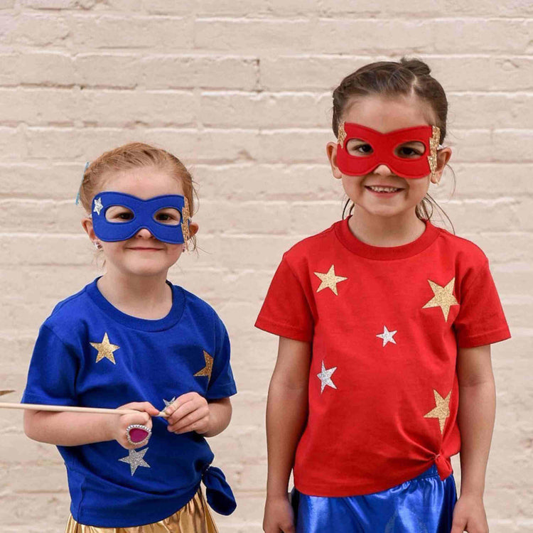 Little Bailey and Ava Superhero Mask in Blue