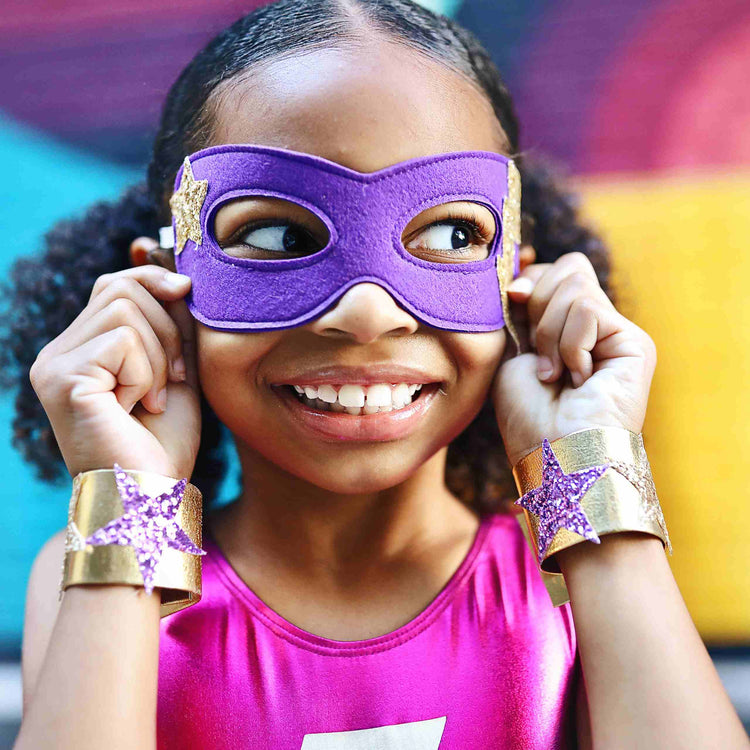 Little Bailey and Ava Superhero Mask in Purple