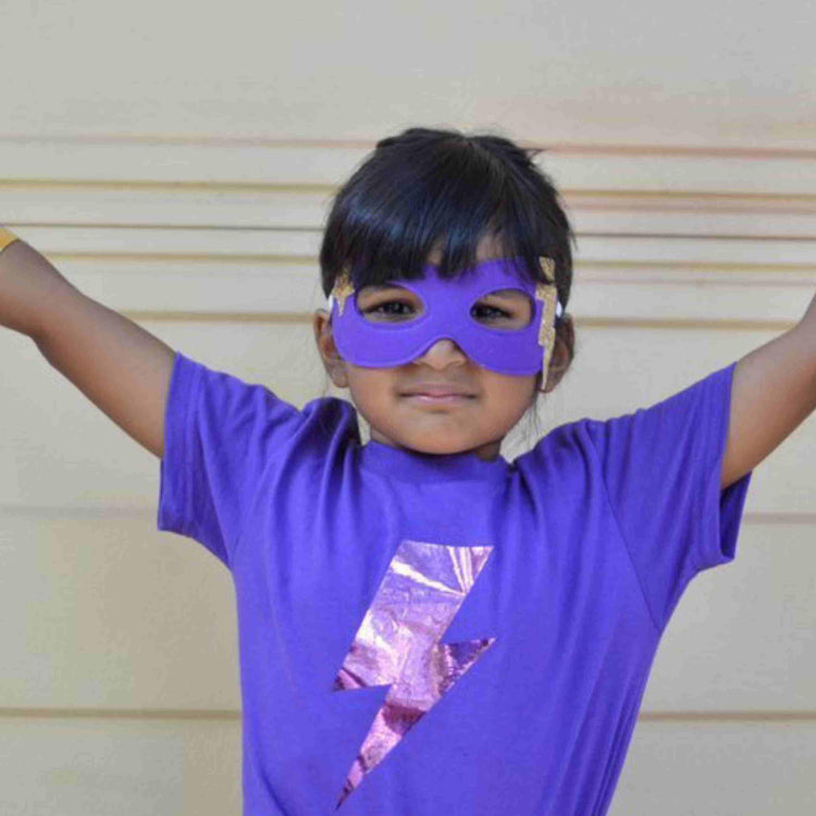 Little Bailey and Ava Superhero Mask in Purple