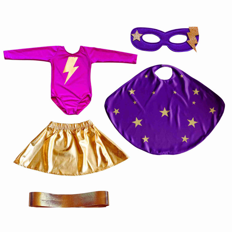 Little Bailey and Ava Costumes & Accessories Superhero Star Costume Set in Pink + Purple