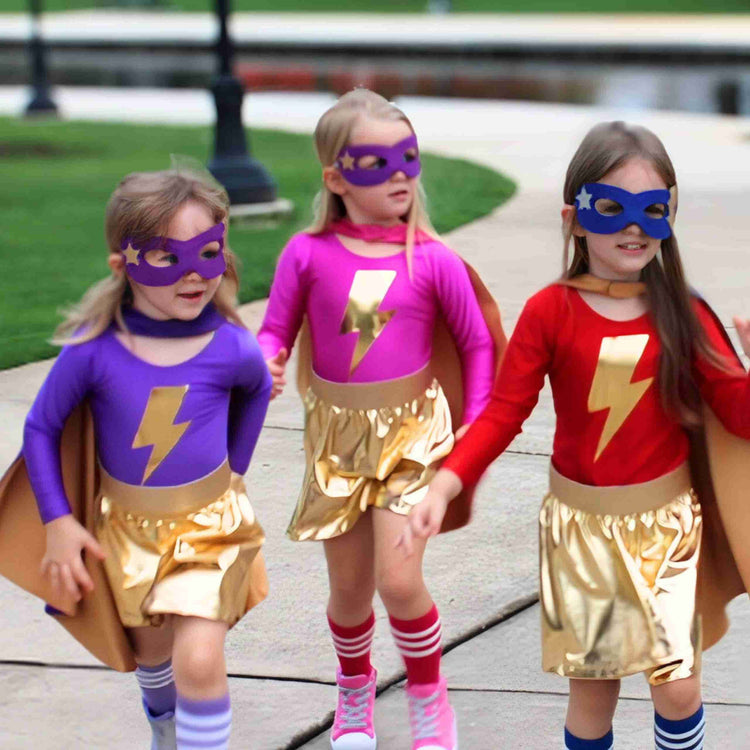 Little Bailey and Ava Costumes & Accessories Superhero Star Costume Set in Pink + Purple