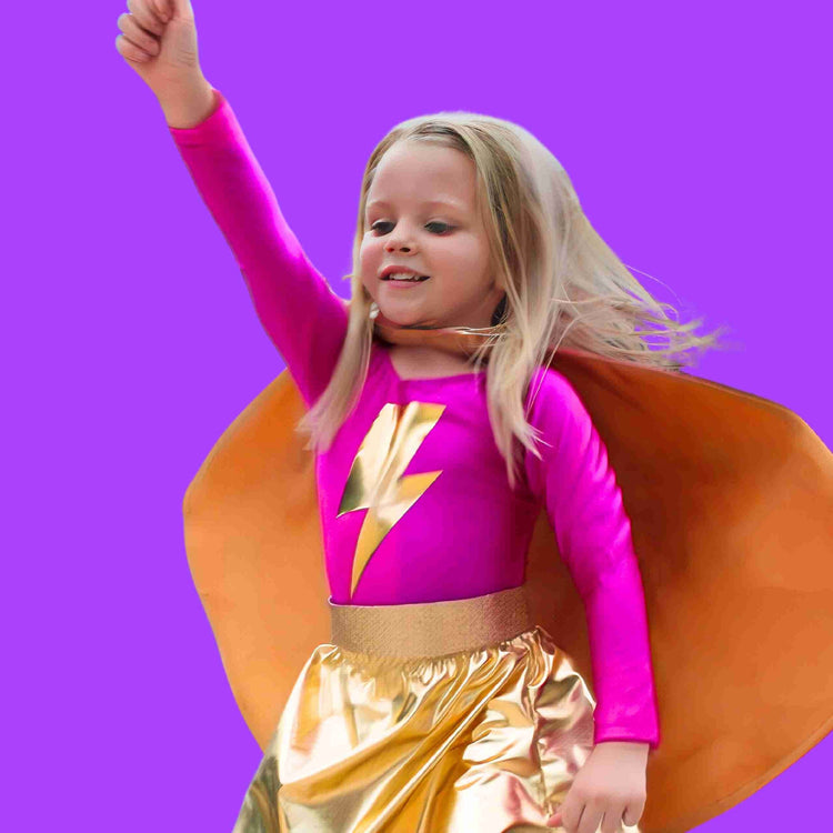 Little Bailey and Ava Costumes & Accessories Superhero Star Costume Set in Pink + Purple