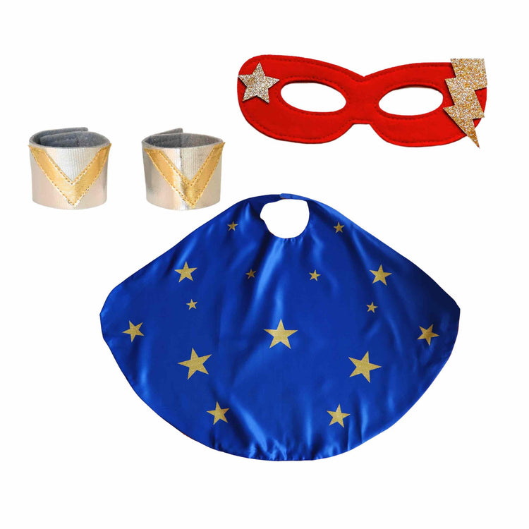 Little Bailey and Ava Superhero Star Power Cape Set in Blue