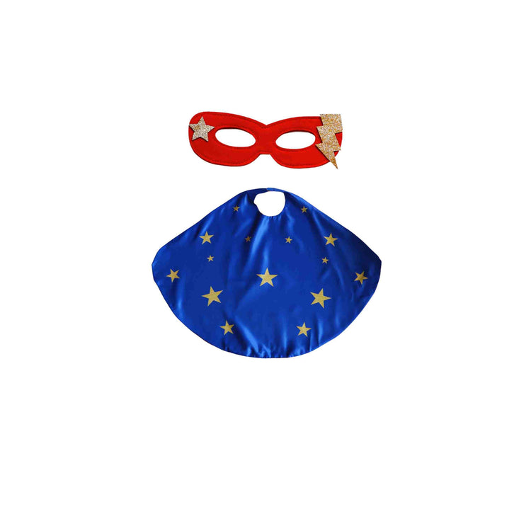 Little Bailey and Ava Superhero Star Power Cape Set in Blue