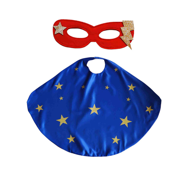 Little Bailey and Ava Superhero Star Power Cape Set in Blue