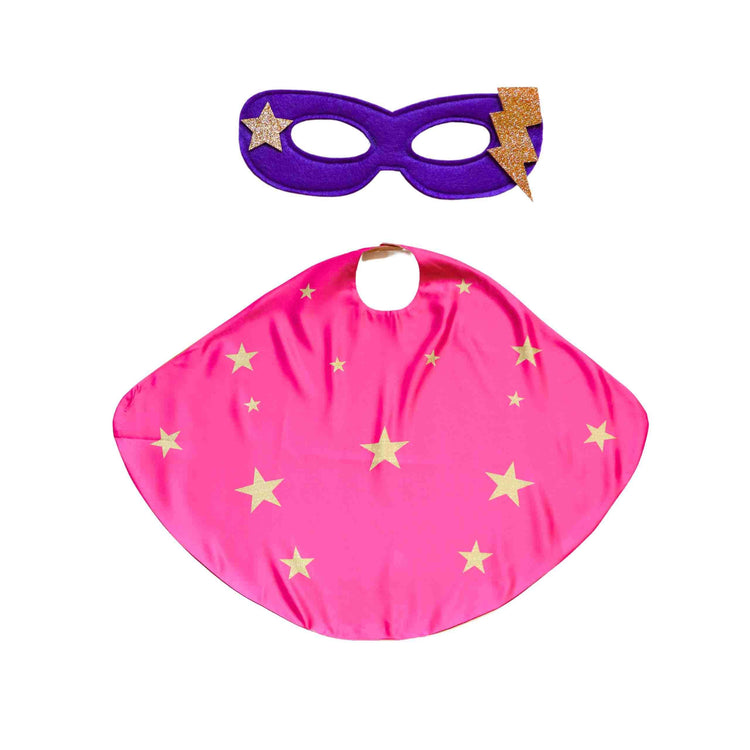 Little Bailey and Ava Superhero Star Power Cape Set in Pink
