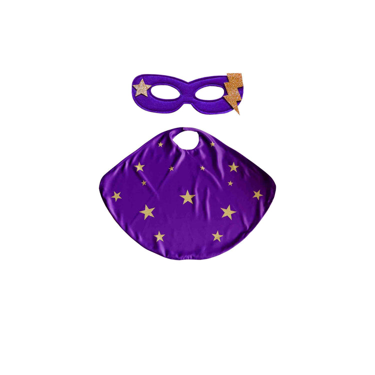 Little Bailey and Ava Superhero Star Power Cape Set in Purple