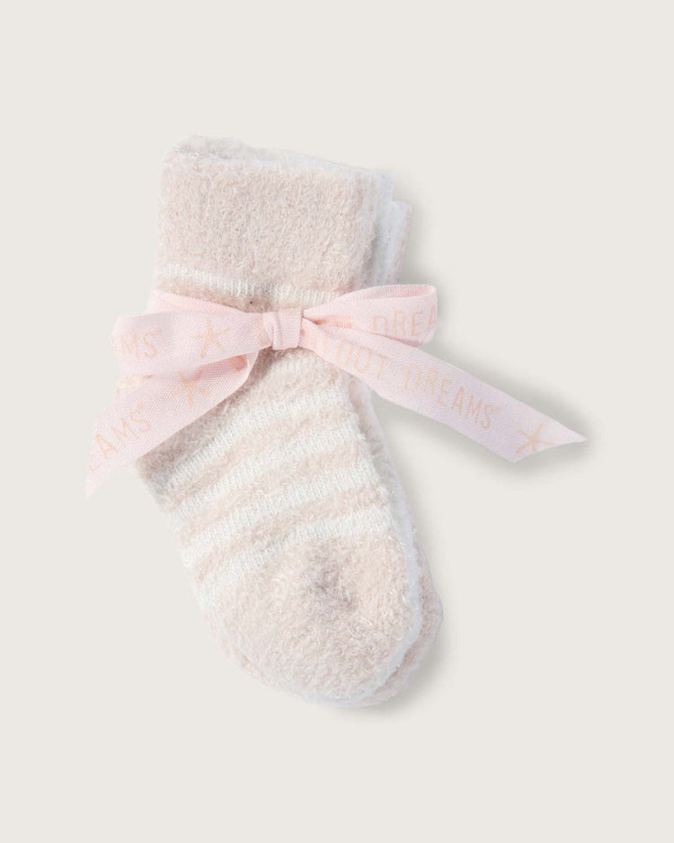 Little barefoot dreams home 0-6M CozyChic lite infant sock set in pink/pearl