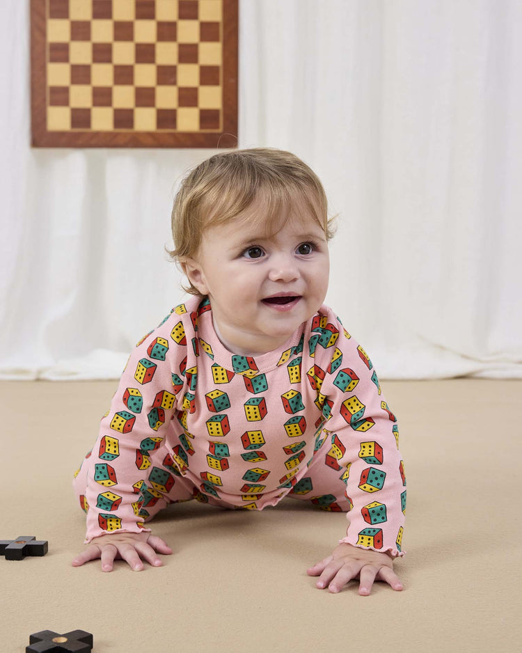 bobo choses dice all over t-shirt in pink baby Little