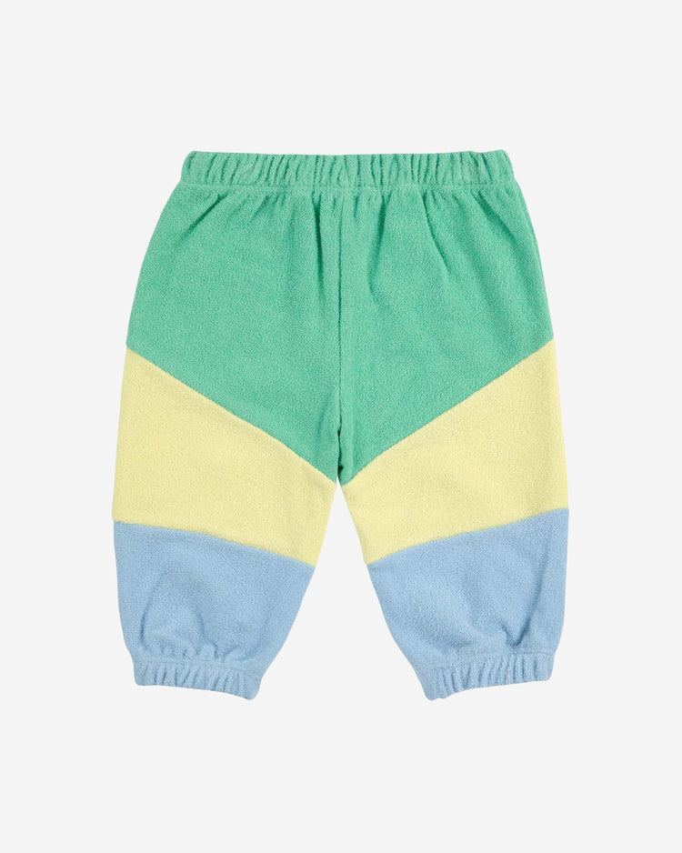 Little bobo choses baby green color block jogging pants in light green