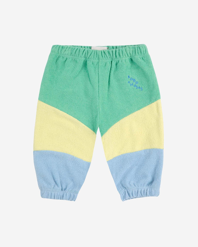 Little bobo choses baby green color block jogging pants in light green