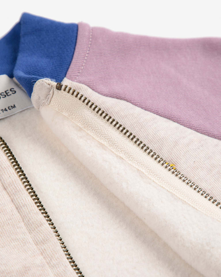 bobo choses tic tac toe color block zipped sweatshirt in lavender baby Little