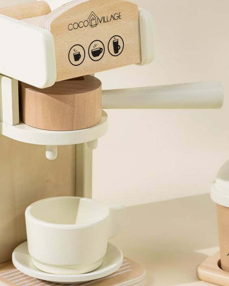Little coco village play wooden coffee maker set in white