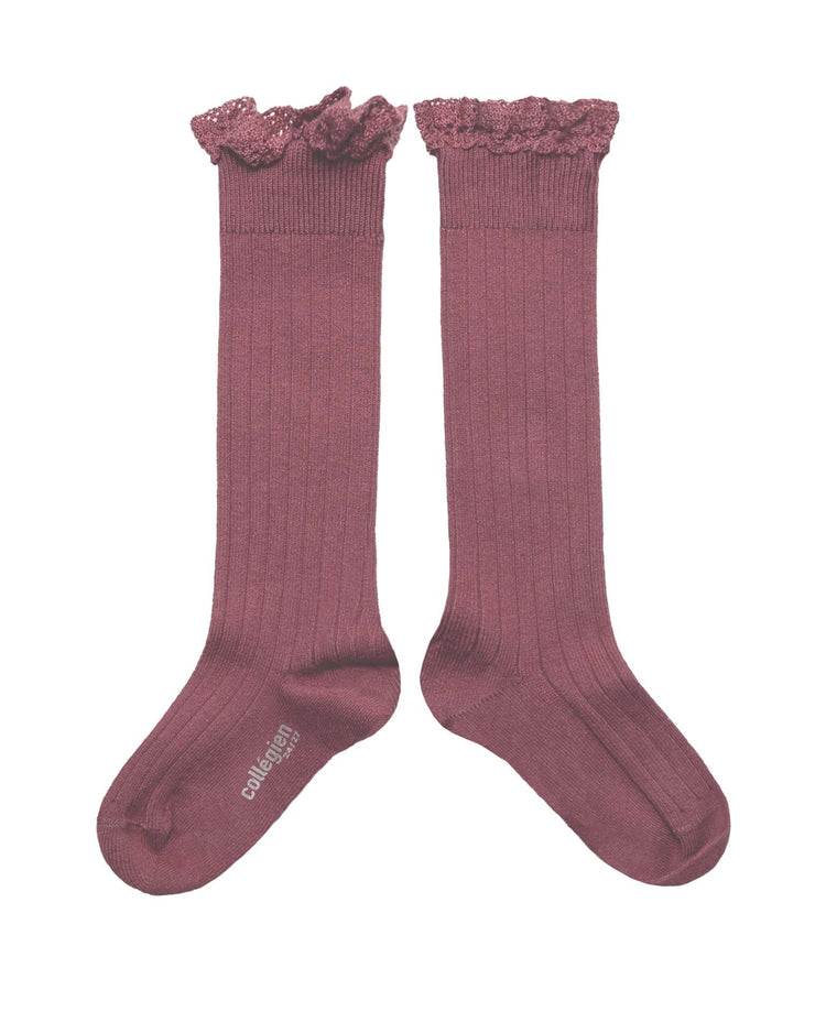 Little collegien accessories joséphine knee socks in raisin rose