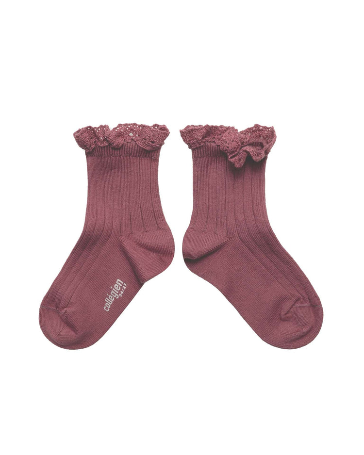Little collegien accessories lili ankle socks in raisin rose
