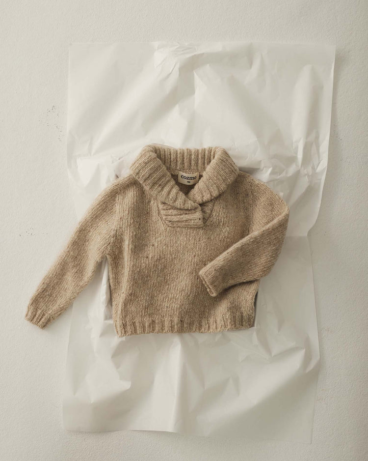 cozmo palermo collar baby sweater in stone baby Little
