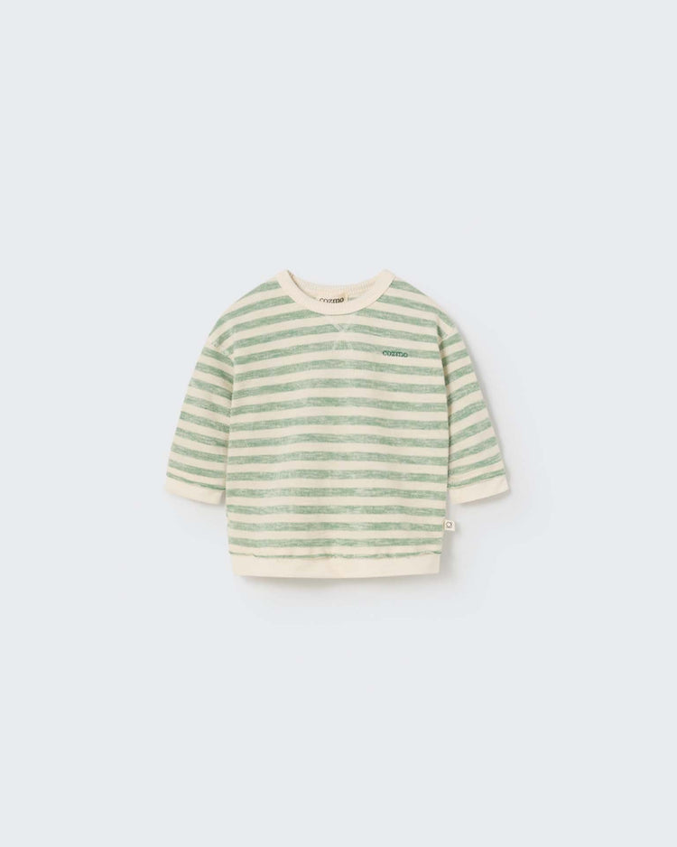 Little cozmo baby thiago baby sweatshirt in green stripe