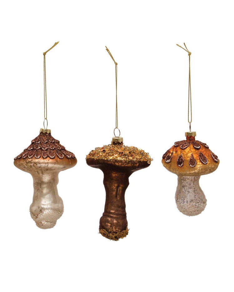 Little creativeco-op home hand-painted mercury glass mushroom ornament