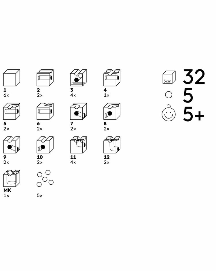 Little cuboro play standard 32 marble run set