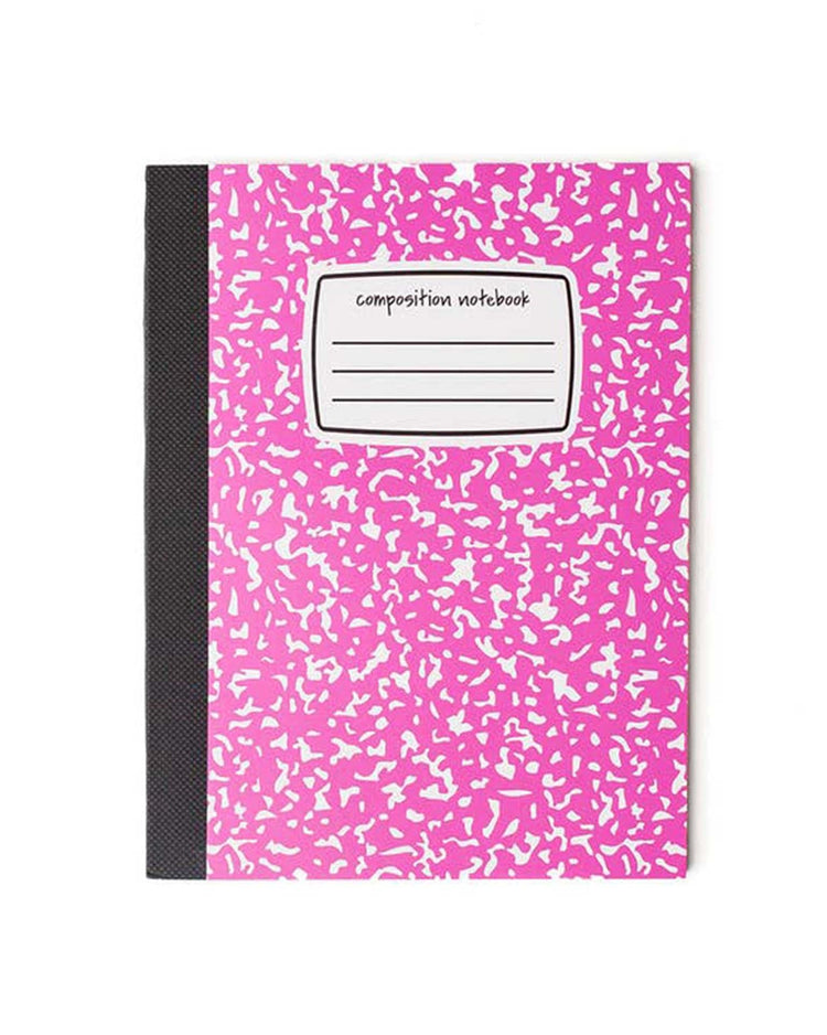 The cerise mini composition notebook by daydream society features a black spine and a white label on the front cover for writing. The label reads "composition notebook" with lines for additional text, making it perfect for note-taking or using as a mini notebook.