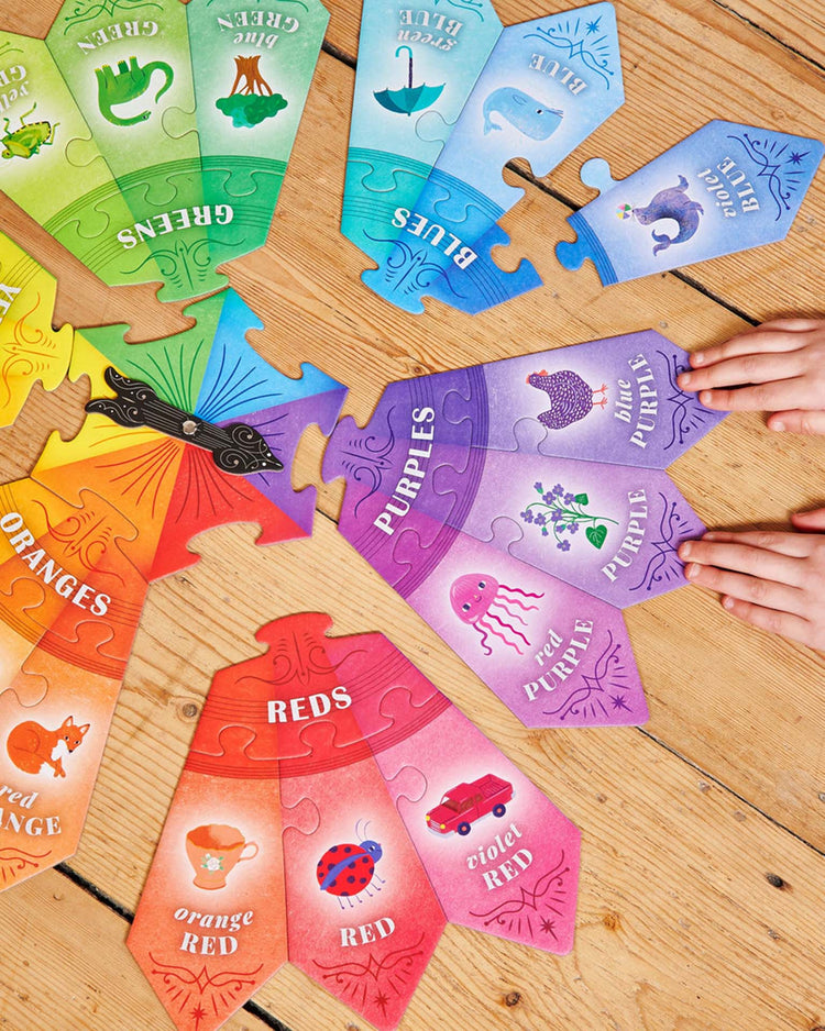 eeboo color puzzle spinner game play Little