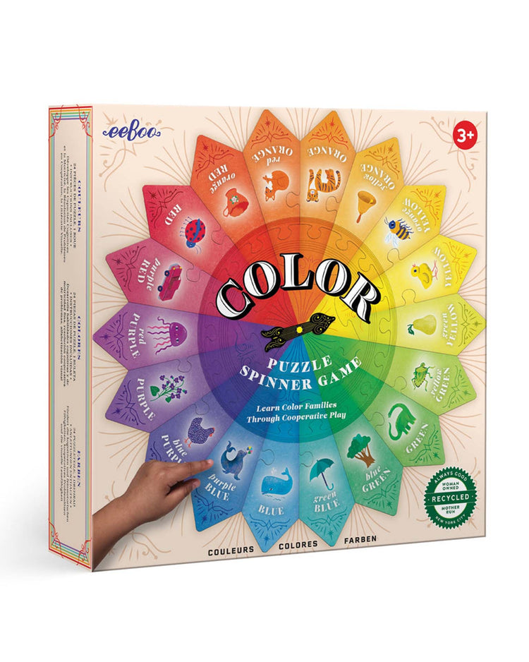 eeboo color puzzle spinner game play Little