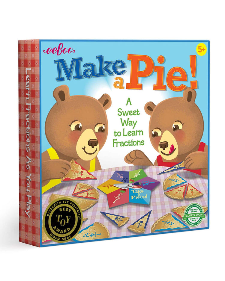 eeboo make a pie fraction game play Little