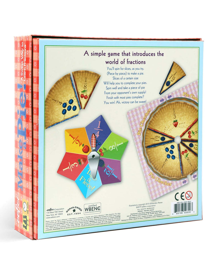 eeboo make a pie fraction game play Little