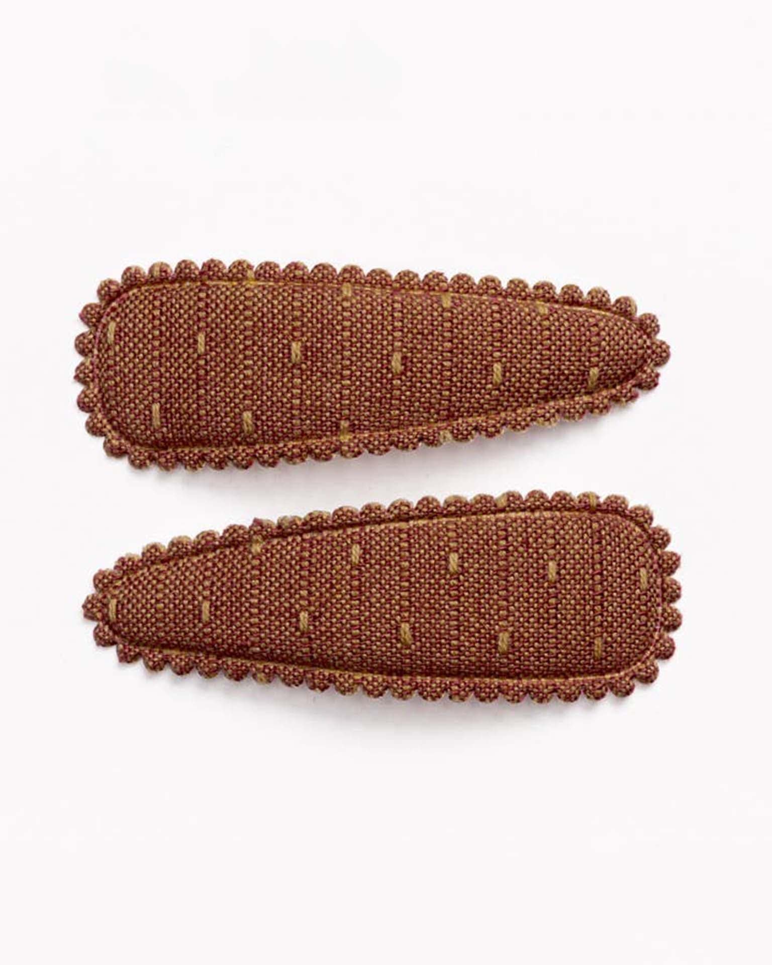 Little frankie + claude accessories copper orange raised stitch hair clips