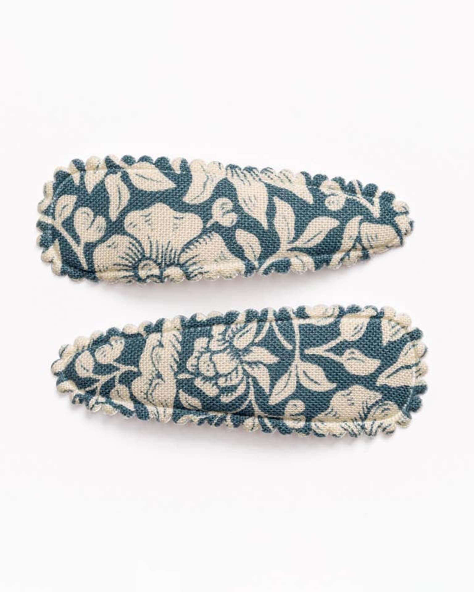 Little frankie + claude accessories lake blue floral fabric hair clips