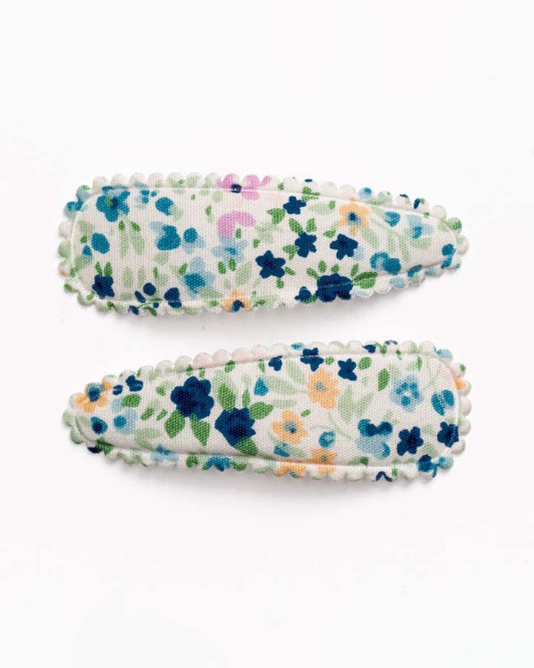 Little frankie + claude accessories quincy navy blue floral fabric hair clips
