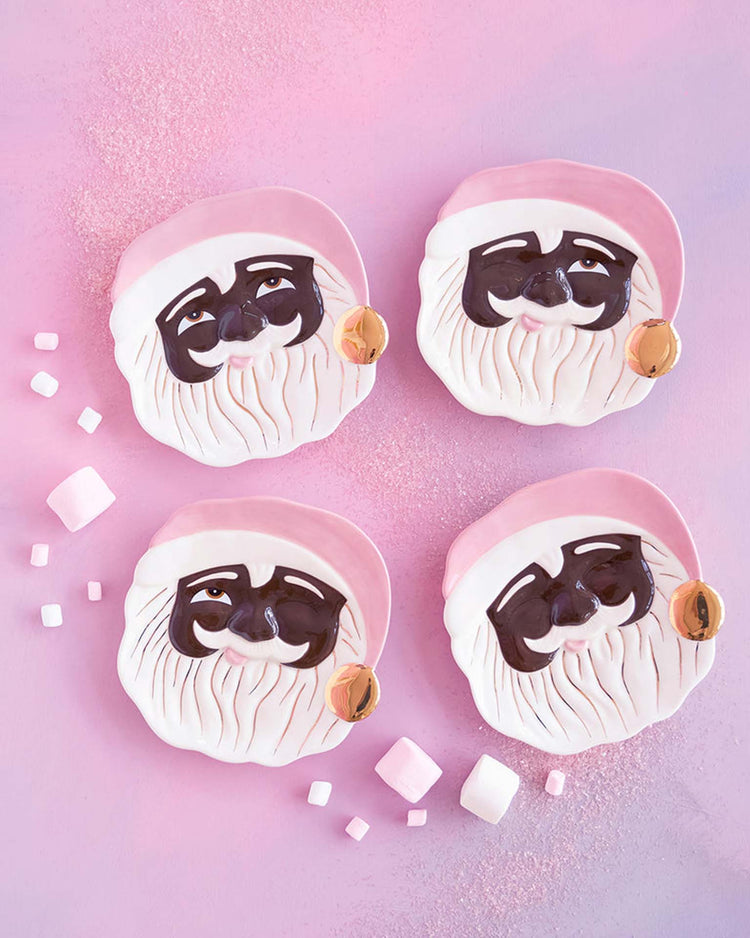 glitterville black papa noel cookie plates in pink party Little