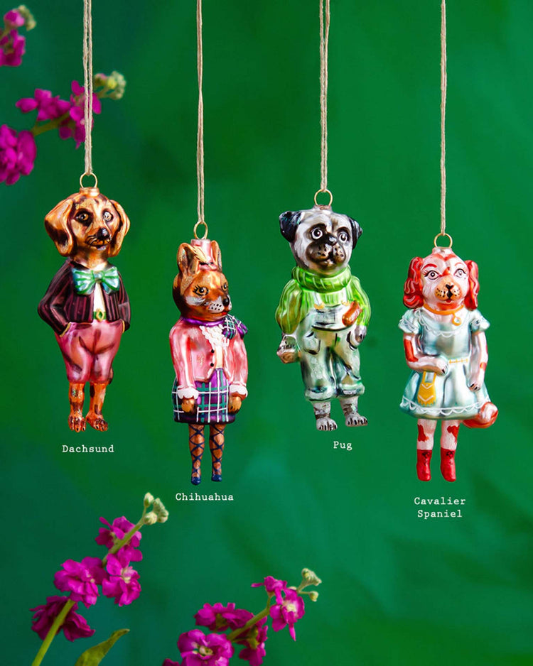 glitterville nathalie lété dressed dog ornaments party Little