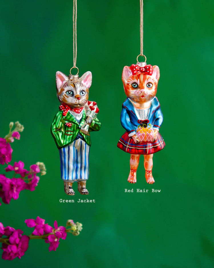 Little glitterville paper + party fancy feline ornaments
