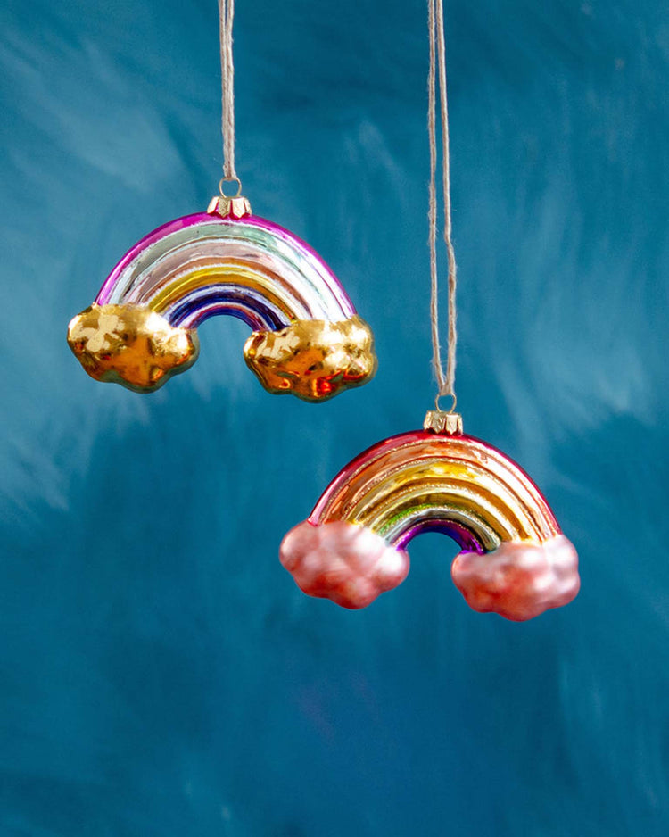Little glitterville paper + party rainbow ornaments