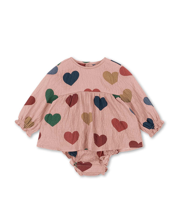 Little konges sløjd kids elin romper in coeur rose coloré