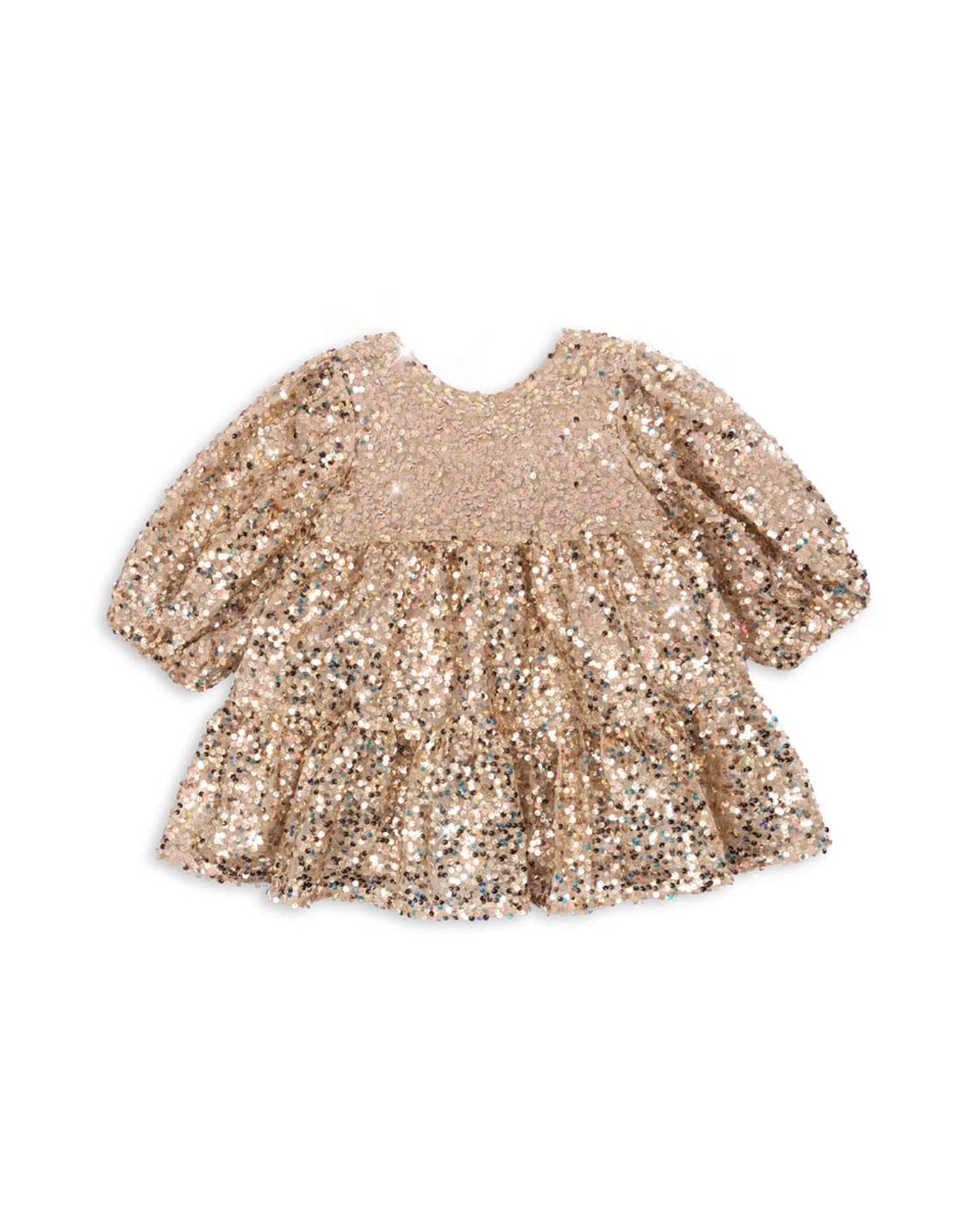 Konges Sljd | Lila Bow Dress - Gold Glitter | Girl | yellow Konges Sljd | Lila Bow Dress - Gold Glitter | Girl | yellow