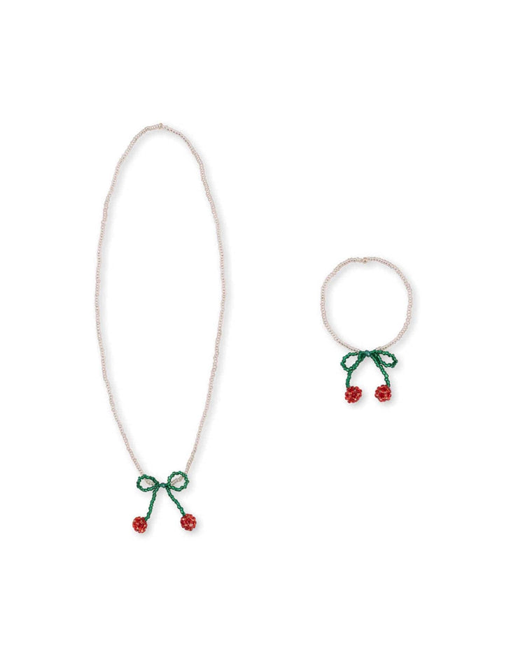 Little konges sløjd accessories one size pearly necklace and bracelet set in cherry