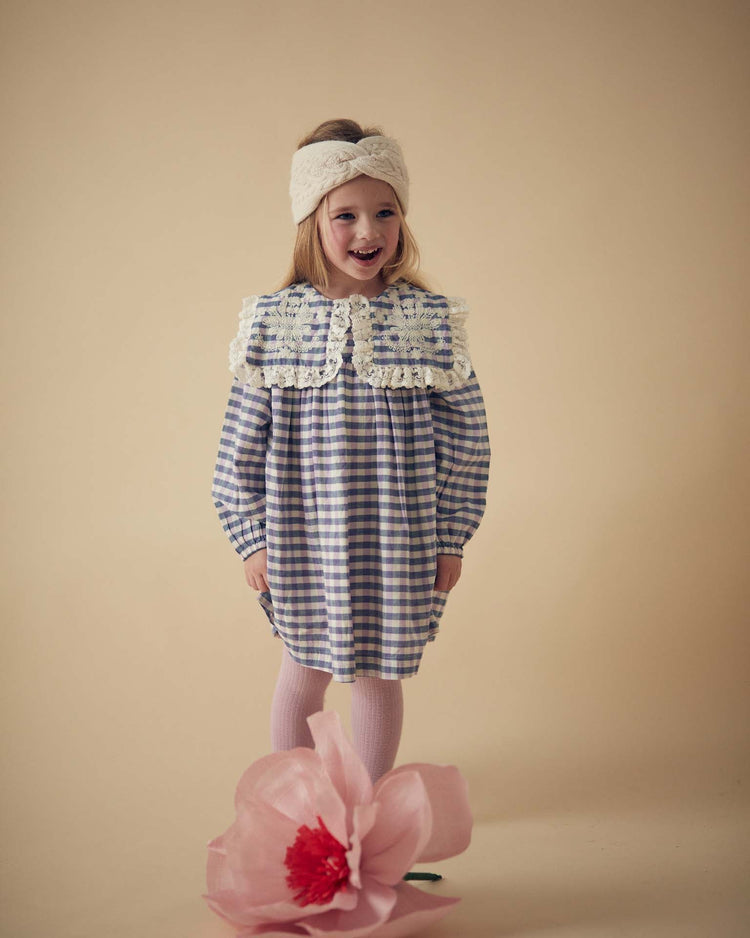 Little louise misha kids arinola dress in blue + purple checks