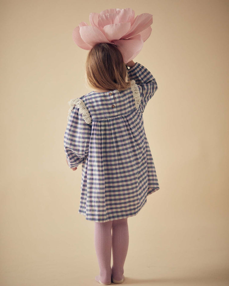 Little louise misha kids arinola dress in blue + purple checks