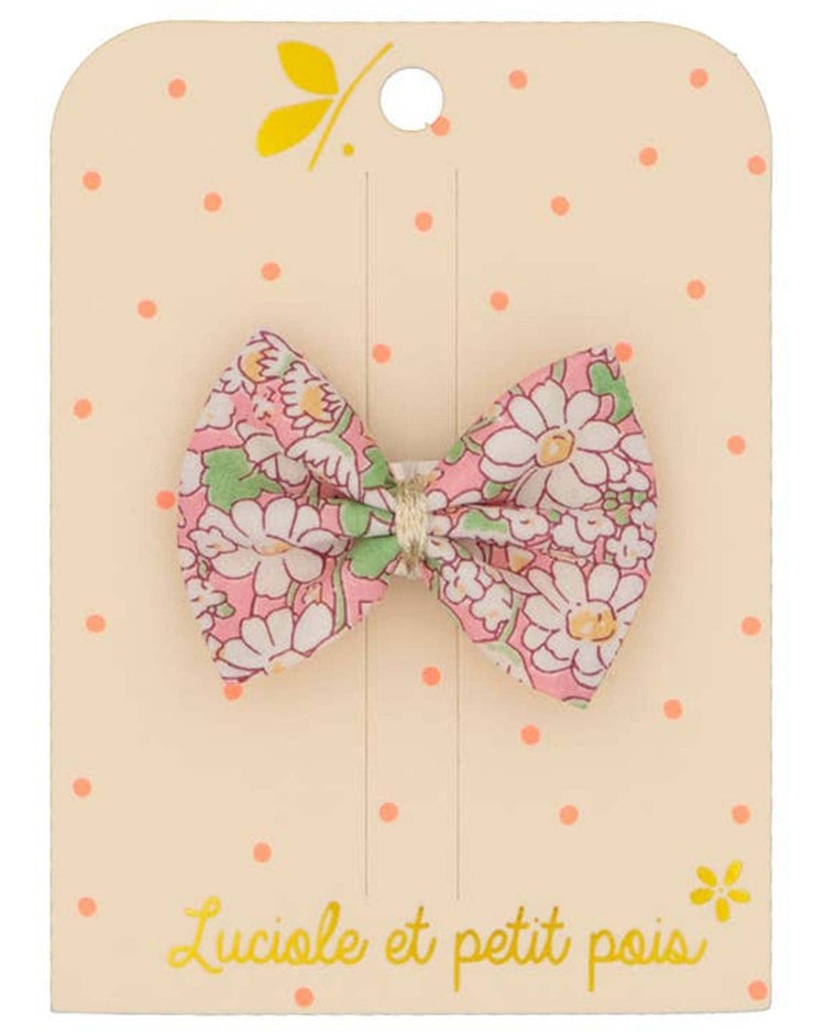 Little luciole et petit pois accessories bow clip in liberty alice peach